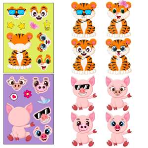 Activités créatives amusantes pour enfants, fournitures pour fêtes, création de feuilles d'autocollants d'animaux de la savane - Product Image 4