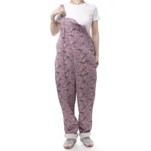 Macacão feminino casual sem mangas, estilo macacão longo com estampa