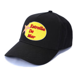 Gorra de Béisbol Juvenil TCAP Personalizada de 5 Paneles con Bordado Plano en Algodón Negro - Product Image 1