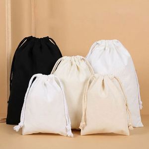 Sac à cordon personnalisé en coton 100% naturel, motif lettres, sac de rangement anti-poussière - Product Image 1