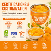 Jeruk Mandarin Kaleng 850g dalam Sirup Ringan Segmen Utuh OEM Label Kustom Ukuran Kustom Produsen Grosir