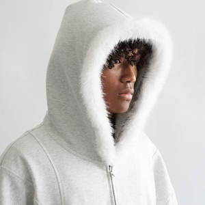 Sudadera con Capucha Corta de Manga Larga con Cierre de Cremallera y Peluche 100% Algodón - Product Image 2