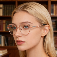 Kacamata Optik Wanita Model Baru 2026 Berkualitas Tinggi, Bingkai Logam Solid Klasik, Bentuk Kupu-kupu, Desain Fashionable yang Dapat Dipersonalisasi