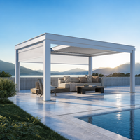Pergola de luxe en aluminium 4x3 avec toit à lames orientables, pergola de hôtel avec toit automatique à lames orientables et capteur de pluie, pergola en aluminium