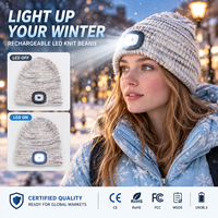 Bonnet LED rechargeable par USB pour adulte, en acrylique mélangé, tricoté, avec trois modes d'éclairage pour la marche en extérieur, la course et la promenade des chiens