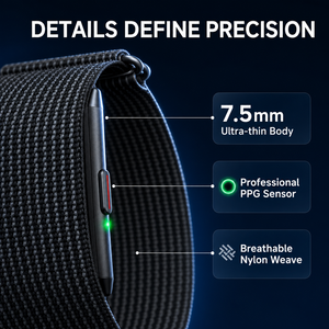 Bracelet intelligent sans écran personnalisé avec logo S07, ultra-fin 7,5 mm, suivi de la santé, OEM ODM, bracelet tissé, moniteur de fréquence cardiaque, moniteur de sommeil, smartband - Product Image 2