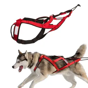 Hundebogen-Schleganhänger für Outdoor-Hundegewichtstraining Leine einstellbar reflektierend Haustier-Ski-Scooter-Schleganhänger zum Ziehen