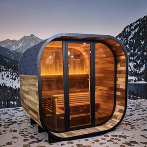 <span class=keywords><strong>Sauna</strong></span> de Vapor de Jardín de Lujo para 4-6 Personas, <span class=keywords><strong>Sauna</strong></span> Tradicional Exterior en Forma de Cubo con Estufa de Leña/Eléctrica - Product Image 2