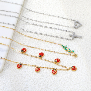 Ladybug Necklace Gold Silver <b>Chain</b> Heart <b>Cross</b> Pendant Women's Everyday Wear Jewelry - Product Image 1