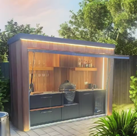 Cuisine de barbecue extérieure à guichet unique de qualité commerciale avec armoire de rangement pour évier de réfrigérateur et porte rétractable