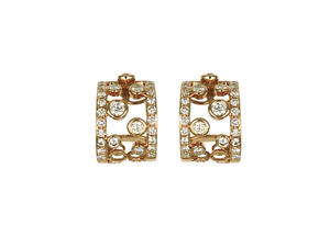 Pendientes de Botón Cuadrados Huecos de Oro Rosa de 18K con Diamantes Pavé, Joyería de Lujo, Hipoalergénicos, Accesorio para Mujer - Product Image 2