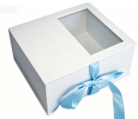 Boîtes cadeaux personnalisées en gros, finition mate, avec fenêtre transparente et nœud en ruban de satin, ruban de luxe avec poignée, couleurs pastel assorties