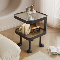 Nouvelle table d'appoint en verre trempé de style ouvert, en fer forgé, moderne et minimaliste, table de chevet, armoire de rangement pour chambre à coucher et salon, table basse