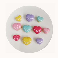 Abalorios de resina con forma de corazón, cabujones de resina de comida estilo macaron, suministros para slime, cabujones de resina plástica para manualidades