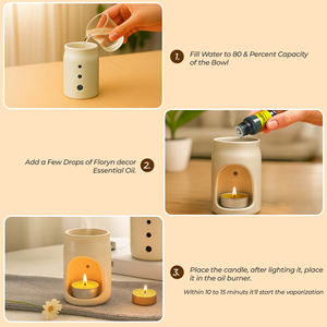 Premium Vanilla Ceramic Fragrance Oil Burner <b>Set</b> with 10ml Scented Oil and Tealight <b>Candles</b> Elegant Aromatherapy <b>Gift</b> - Product Image 4