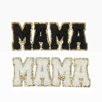 Offre Spéciale MAMA Correctifs Chenille Noir Et Blanc Fer Sur Patch Pour Chapeau