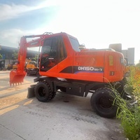 Excavatrice sur pneus hydraulique d'occasion Doosan DH150W-7 avec moteur, boîte de vitesses et pompe