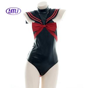 Punk Lolita ชุดบอดี้สูทปกกะลาสีผู้หญิง, ชุดคอสเพลย์ <span class=keywords><strong>sukumizu</strong></span> คอเต่ามีโบว์ชุดว่ายน้ำโชว์หลังชุดว่ายน้ำบอดี้คอน - Product Image 2