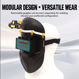 Casco de Soldadura Modular con Oscurecimiento Automático, Gafas Extraíbles y Lámpara Frontal - Product Image 1