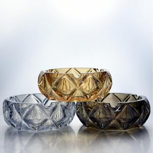 Fantasioso vetro diamante taglio posacenere grande calibro Bar affumicatoio addensato semplice stile nordico placcato ambra <span class=keywords><strong>piatto</strong></span> di fumo - Product Image 3