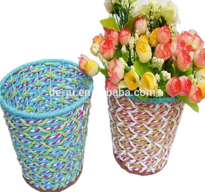 Maceta de plástico de ratán para decoración del hogar, maceta de flores para jardín, regalo
