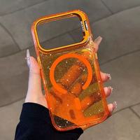 Coque de téléphone magnétique transparente scintillante pour iPhone 18 17 Pro Max 16 15 14 13 18 Pro 16 Plus avec support de caméra en métal