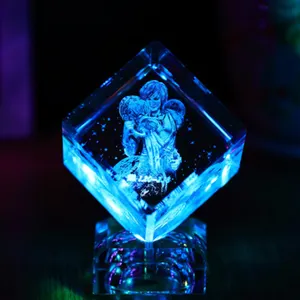 ルービックキューブクリスタル星座彫刻ナイトランプ彫刻像ライトRGBプロジェクションパターン照明