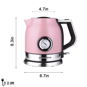 Electric <b>Kettle</b> With Thermometer 1.7L <b>Temperature</b> <b>Control</b> Automatic Shut Off 360 Degree Base Stainless Steel Pink - Product Image 5