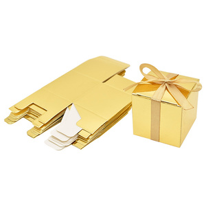 Fournitures de boîte à bonbons en papier personnalisé rose or argent carré bébé douche fête d'anniversaire chocolat emballage <span class=keywords><strong>cadeau</strong></span> boîtes pliantes personnalisées - Product Image 5