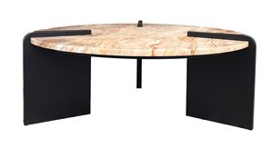 Table basse ronde de luxe en marbre avec pieds en acier modernes pour salon, mobilier de maison, prix de gros - Product Image 2