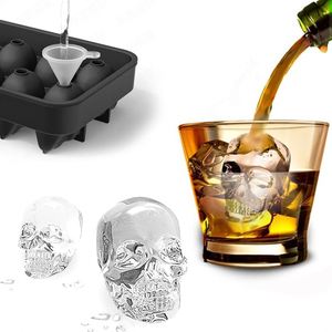 3D Eco-Friendly Skull Silicone Ice Molds 4 Hole Cavity Skeleton Ice Cube Tray for Halloween Cocktails Whiskey <b>Chocolate</b> - Product Image 3