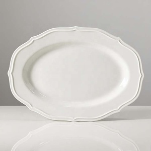 Vajilla Resistente de 10/12 Pulgadas para Bodas, Platos de Pescado Ovalados de Porcelana Personalizados, Platos de Cerámica Blancos para Restaurantes - Product Image 1