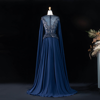 Robe de bal élégante en mousseline avec appliques et perles Sharon Said SS104, style musulman, pour soirée formelle, robe de mariée avec cape, inspirée des tenues arabes saoudiennes