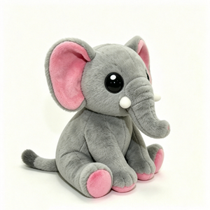 Elefante de Peluche Gris Personalizado con Orejas y Patas Rosas, 31cm-50cm, Juguete Suave para Bebés y Niños Pequeños, Unisex - Product Image 1
