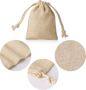 Sacs en coton et lin naturels en gros avec cordon de serrage, petites pochettes à bijoux en toile de jute, emballage cadeau vierge personnalisable avec logo pour faveurs de mariage - Product Image 3