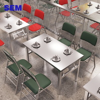 Ensemble table et chaises en acier inoxydable style écailles de poisson, mobilier de restaurant à usage commercial pour BBQ, Hotpot, et salons de thé