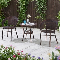 Ensemble de table basse en rotin de style néoclassique en trois pièces pour la maison et les loisirs en plein air - Table de balcon avec fauteuil individuel et table à thé