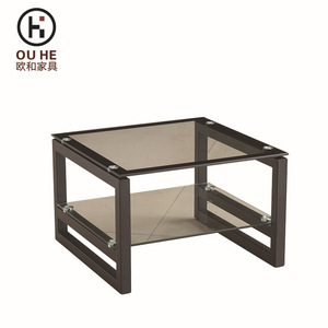 โต๊ะกาแฟ Ou He ทรงสี่เหลี่ยม กระจกนิรภัยสองชั้น เฟอร์นิเจอร์ห้องนั่งเล่น - Product Image 1