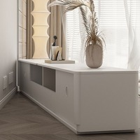Meuble TV rectangulaire en bois blanc de style modish minimaliste avec 4 tiroirs Ensemble de table basse Salon