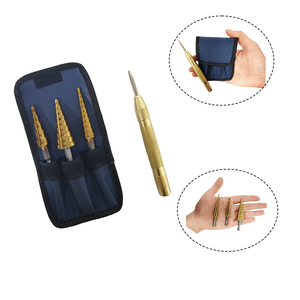 Forets étagés fiables (3 pièces) 3-12/4-12/4-20mm + poinçon de centrage automatique HSS revêtu de titane pour bricoleurs -001 - Product Image 1