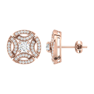 ได้รับการรับรองจาก IGI ต่างหูเพชรทำมือสไตล์วินเทจสำหรับผู้หญิงที่ปลูกในห้องปฏิบัติการทองคำ18K กุหลาบทองงานแต่งงานงานครบรอบ - Product Image 1