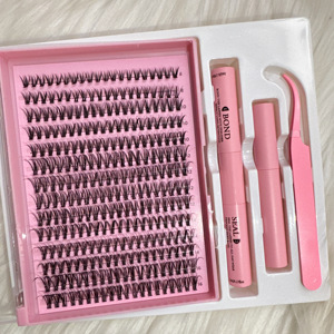 Kit per Extension Ciglia Fai-da-Te 8mm-16mm Curva C D, Vendita all'Ingrosso, Etichetta Privata, Ciglia a Ciuffi 30D con Colla e Sigillante - Product Image 1