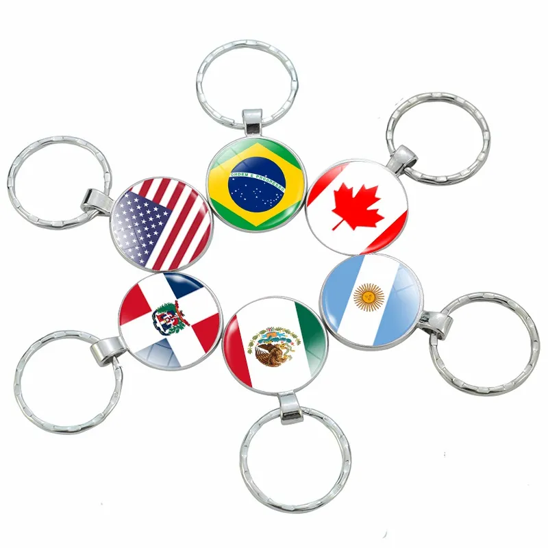 Vlag Sleutelhanger America Brazilië Argentina Chile Peru Colombia Vlag Toeristische Landen Souvenir Geschenken Kristallen Metalen Sleutelhanger