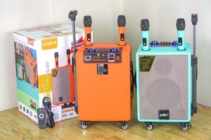 Troli bass kayu 8 inci dengan dua mikrofon, sistem audio hifi portabel, subwoofer <span class=keywords><strong>speaker</strong></span> pesta - Product Image 4