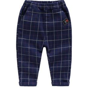 Pantalons neufs pour enfants, vêtements de créateur, pantalons droits en coton à carreaux confortables et respirants pour bébés garçons, fabriqués en Chine - Product Image 1
