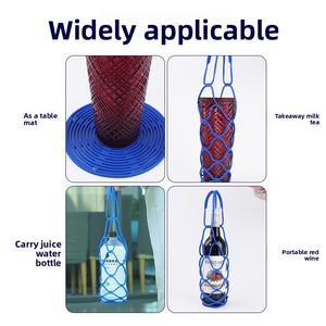 Custom Multi-Use Silicone Storage Bag Organizer Reusable Handle Net Bars Carrying Basket Non-slip Scratch for Drinks Coffee Cup - Product Image 5