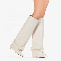 Bottes hautes pour femme sur mesure à talon fin, bout pointu, pour mollets larges, collection hiver 2024, rehaussantes