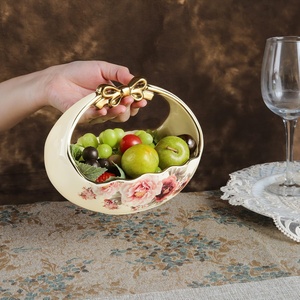 Panier de fruits floraux en or écologique de haute qualité petit panier de présentation en <span class=keywords><strong>porcelaine</strong></span> pour décor de table de cuisine - Product Image 5