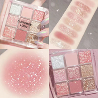Palette de fards à paupières longue tenue, 9 couleurs, fini mat, métallisé, lumineux, waterproof, haute pigmentation, vente en gros d'usine, marque privée