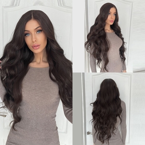 Giao Hàng Nhanh Tóc Giả Tổng Hợp Màu Nâu Đen Ren Tổng Hợp Phía Trước Tóc Giả Dài Lượn Sóng Ren Tóc Giả Chịu Nhiệt Mật Độ Cao - Product Image 6